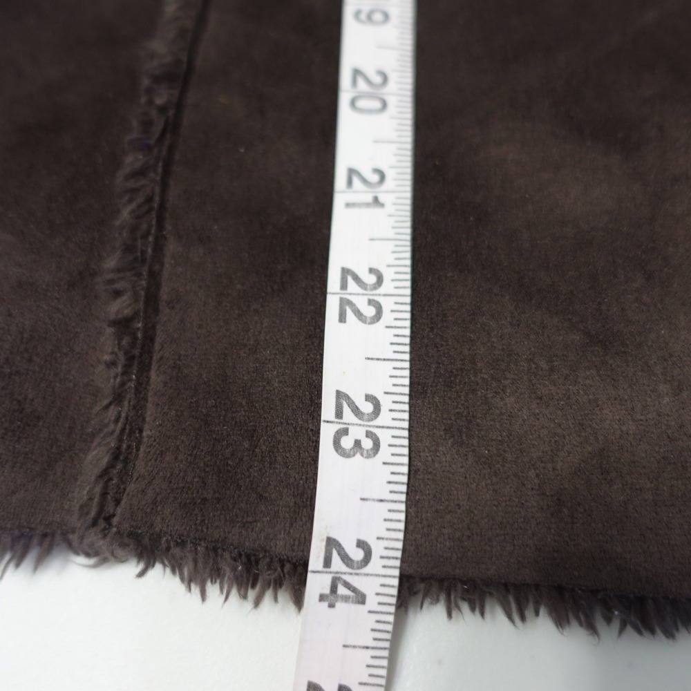 Vintage Chocolate Brown Faux Suede Fur Trimmed Jacket Toggle 70s Boho Womens Lg - Picture 6 of 10